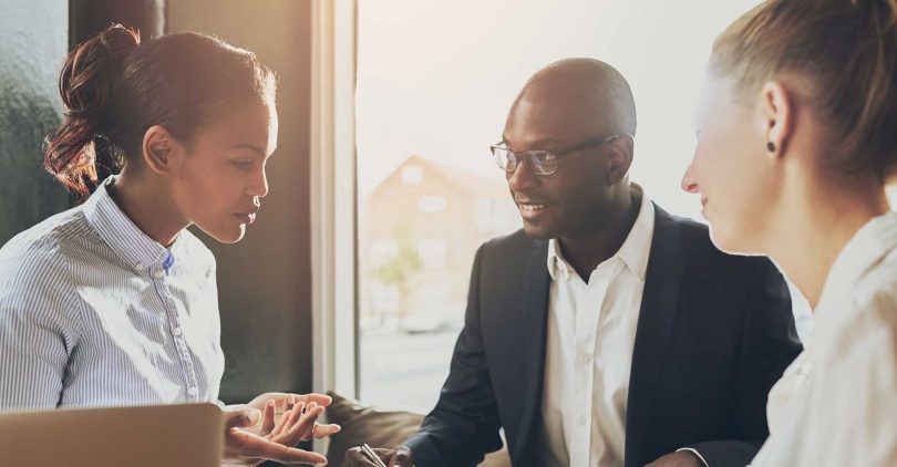 Clients visibly impressed after reviewing successful project results